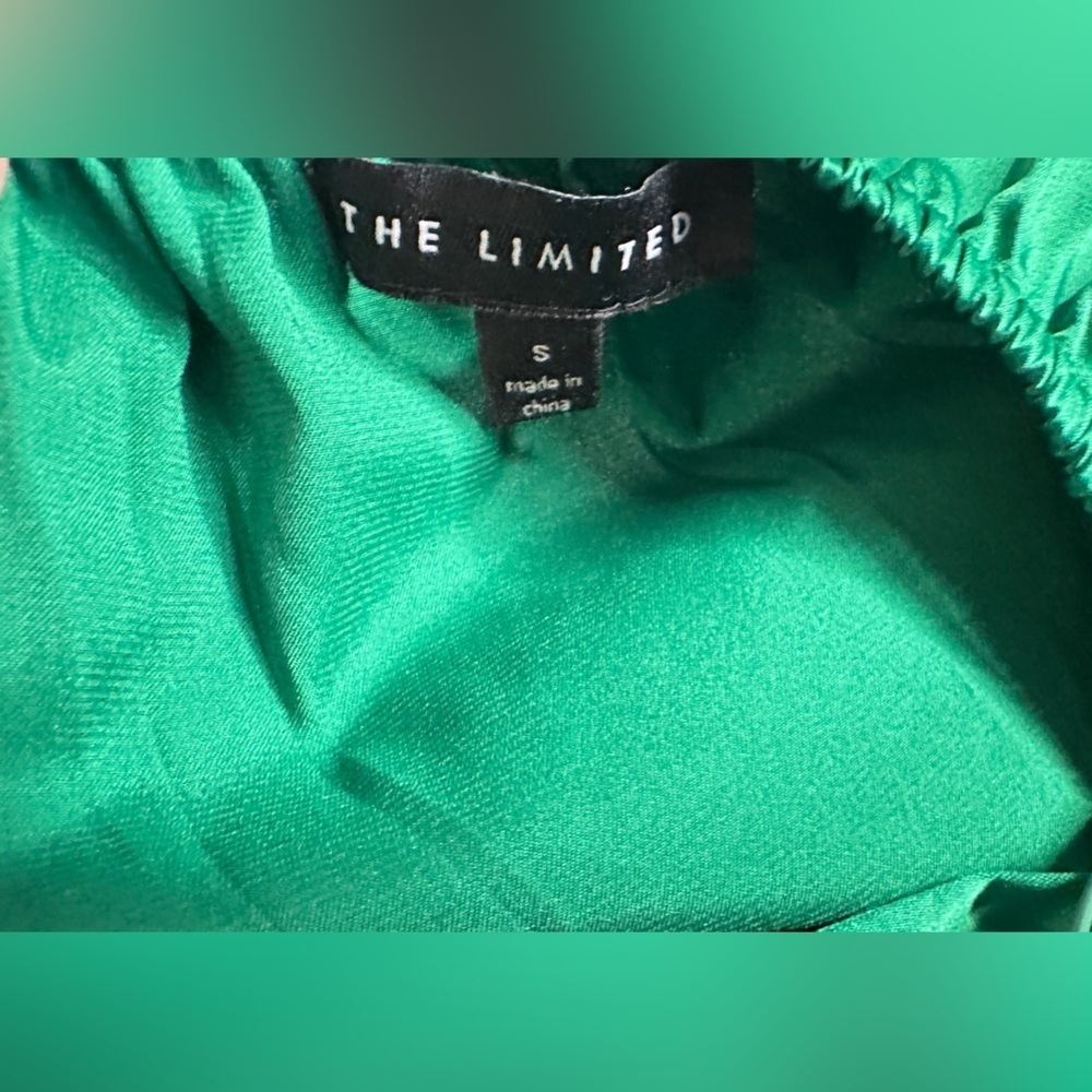 The Limited Emerald Green Gathered Peplum Cami Tank Top Smocked Waist Small - Picture 2 of 6